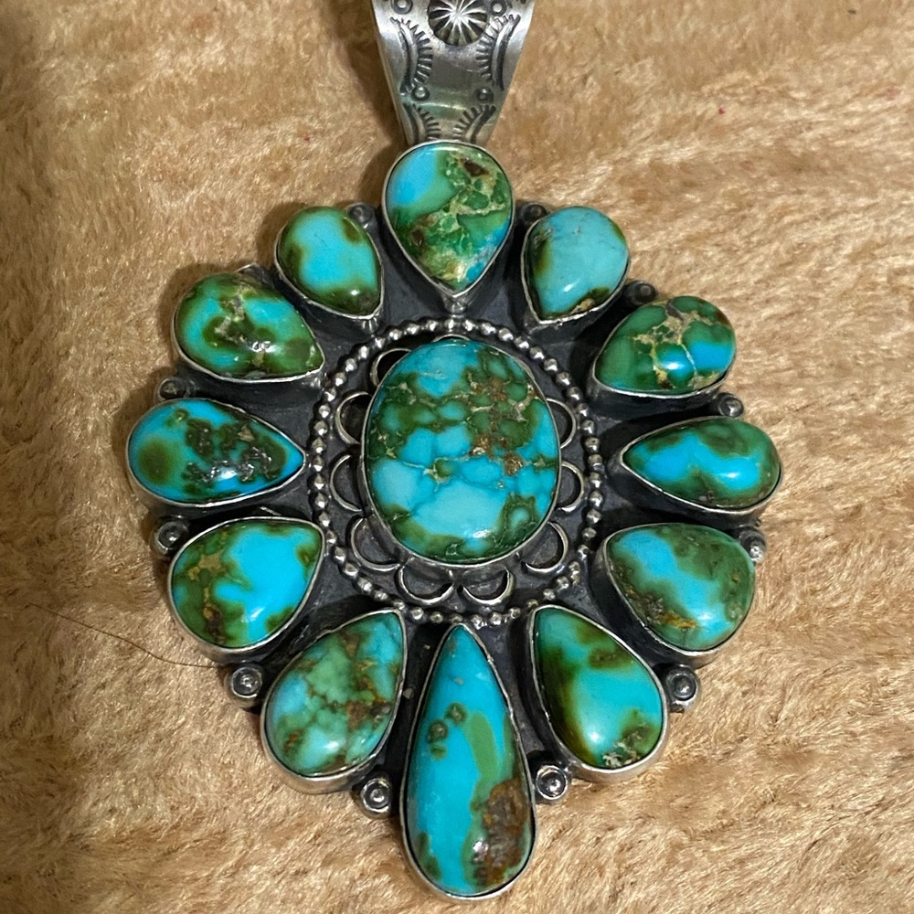 Native American Navajo Sterling  & Sonoran Gold Turquoise By Etta Endito
